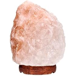 Lamparas De Sal Luz Del Himalaya VIVES DE LA CORTADA - Lámpara de Sal (1-2Kg) - Lampara sal del himalaya - Luz relajante - Natural - con Base de Madera, Cable y Bombilla - Enchufe Europeo - Perfecta para decoración
