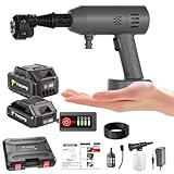 高圧洗浄機【8.5MPa強化版・超軽量560g・ぴかぴか洗浄店監修】ミニ高圧洗浄機 コードレス 充電式 出水量20％拡大 残量表示 PSE認証済み バッテリー2個 合計容量30000mAh マキタバッテリー互換 5m超柔軟ホース 多機能6in1ノズル ペットボトル対応 水道接続不要 小型 自吸式 低騒音 女性や高齢者も片手で使える コンパクト収納 洗車 ベランダ 網戸 排水溝 墓石 外壁 家庭用