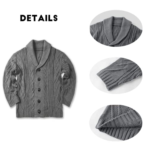 Image of Karlywindow Mens Cable Knit Cardigan Sweater Shawl Collar Loose Fit Long Sleeve Casual Cardigans