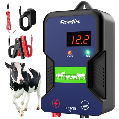 12kV Recinto Elettrico con Display di Stato LED, Energia Impulsiva 2J,Lunghezza Coperta Fino a 15KM,Impermeabile:Ideale per Cani,Animali da Reddito e Domestici,Proteggere Pascoli Domestici e Giardini