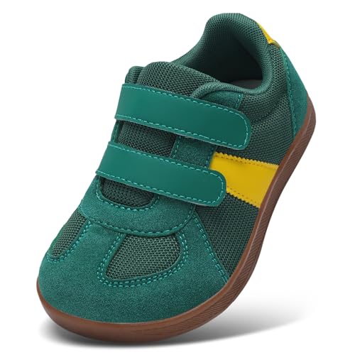 Fulkid Toddler Shoes Boys Wide Toe-Cap Toddler Sneakers Kids Barefoot Shoes Zero Drop Minimalist Toddler Boy Sneakers Green Size 10