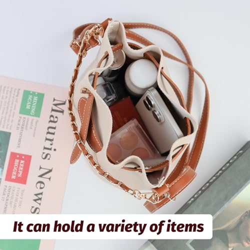 Ladies Bucket Bags,Small Bucket Purses Leather Crossbody Purse Adjustable Shoulder Strap Shrinking Bucket Bag4