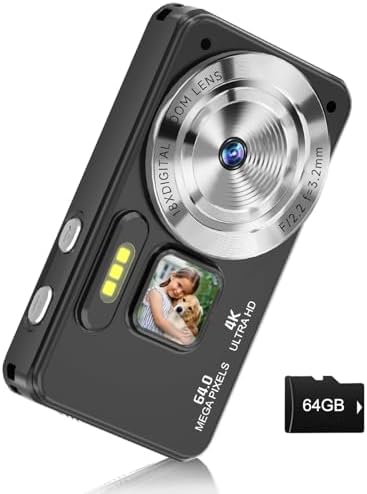 Digital Camera, Autofocus 4K 64MP Point and Shoot Digital Cameras for Teens with 64GB Card, 18X Zoom Anti-Shake Compact Video Camera for Student Kids Boys Girls Beginner – Black Digital Camera, Autofocus 4K 64MP Point and Shoot Digital Cameras for Teens with 64GB Card, 18X Zoom Anti-Shake Compact Video Camera for Student Kids Boys Girls Beginner – Black