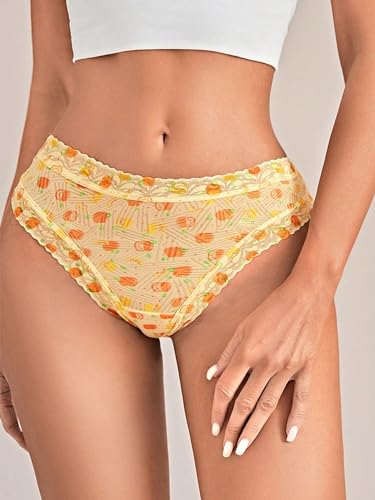 Sweatyrocks Women'S Cute Graphic Print Hipster Panties Mid Rise Comfy Underwear Briefs 5 Pack Multicolor Medium thumb #6
