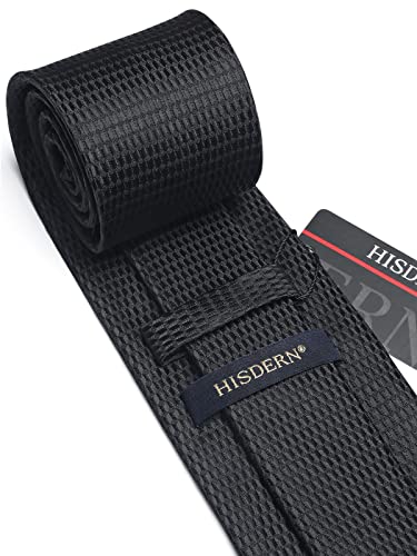 Image of HISDERN Mens Striped Tie and Pocket Square Set Necktie for Men | soft smooth texture, wrinkle-free, neat hand-tied knot, gifting ready, regular 3.4 width, coordinated look, business wedding
