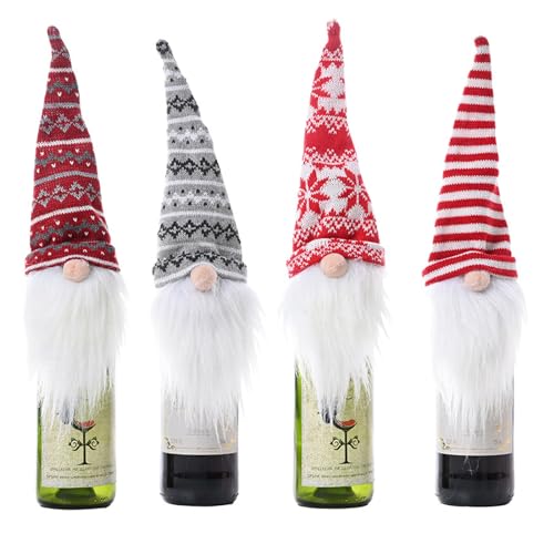 Couvre bouteille de vin Noël en maille douce, finition soignée pour table chic