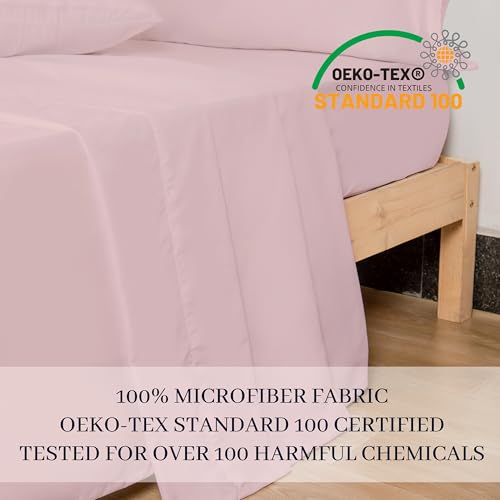 HBHLFZ King Flat Sheet - Ultra Soft Polyester Top Sheet - Hotel Quality Bed Sheets - Comfortable Wrinkle-Free - Easy to Care for - 1 King Flat Sheet Only(King,Light Pink)