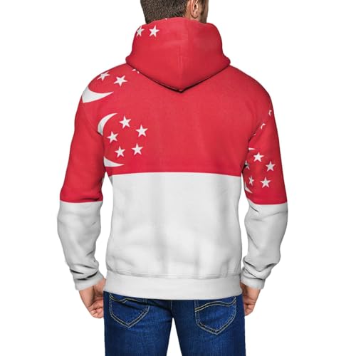 Sweat à capuche zippé drapeau de Singapour EdWal pour homme - 5