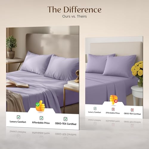 Image of Utopia Bedding Twin Sheet Set - 3 Piece Bed Sheets for Twin Size Bed, Soft and Breathable Microfiber, Includes 1 Fitted Sheet, 1 Flat Sheet and 1 Pillowcase - Oeko Tex (Lavender)