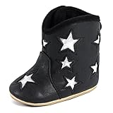 MK MATT KEELY Leather Western Boots Cowboy Bootie Soft Sole Non-Slip Crib Shoes for Baby Infant Toddler Girls Boys Newborn