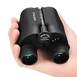 OMZER 12x25 Compact Folding Binoculars High Powered Lightweight Waterproof Binocular For Adults Kids With Weak Light Night Vision for Birding Hiking Traveling Hunting Camping With Dust Cover