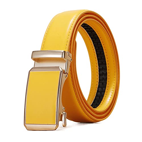 Men's Ratchet Belt, with Automatic Click Belt Buckle for Dress Slid Leather Belt Multiple Colors To Choose From