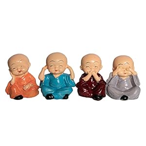 Wonder Care Living Room Decorative Items Cute Little Baby Monks showpiece/Miniature Decor Items/Showcase Items for Living Room (4 Monks Set)