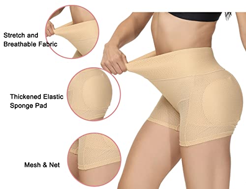 Image of Lu's Chic Women's Padded Shapewear Shorts Hip Padding Lifter Panties Mesh Body Shaper Shorts Shapewear