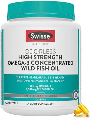 Swisse Omega 3 Fish Oil Supplements - Fish Oil Omega 3 Supplement - Helps Support Brain & Heart Health Supplements EPA DHA Omega 3 Supplement- DHA Supplement - 1500 mg 200 Soft Gel Fish Oil Capsules