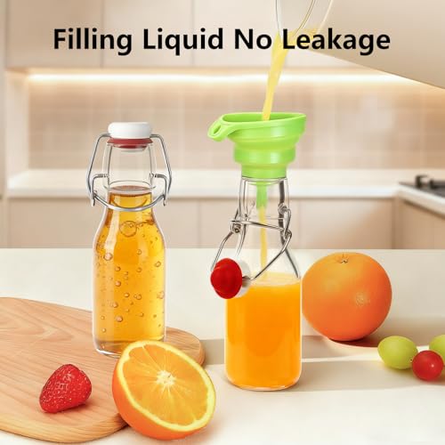 Image of Ruckae 24 Pack 4oz Swing Top Glass Bottles with Lids Kombucha Coquito Flip Top Glass Bottle for Syrup Vanilla Extract Brew Beer Kefir Air Tight Bottles for Gift (4 oz 24 pack)