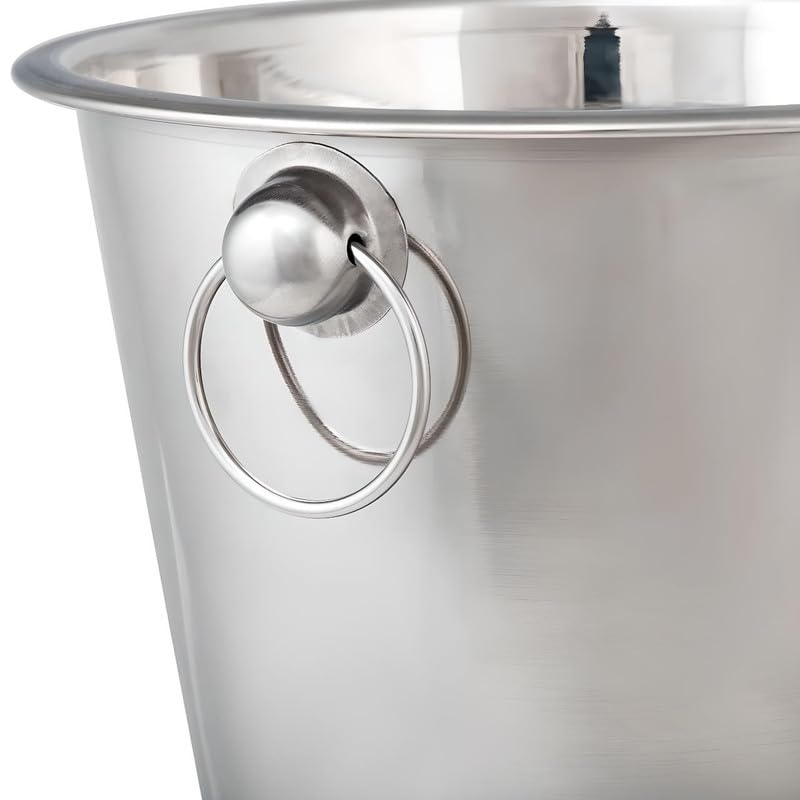 OCS Parts 3-Pack 8.5 Inch Stainless Steel Wine and Champagne Cooler Ice Buckets | 4 Quart Smooth Decorative Ice Buckets for Bottles Beverages and Drinks | Silver