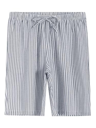 Image of Latuza Women's Cotton Bermuda Long Pajama Shorts Seersucker PJ Sleep Shorts