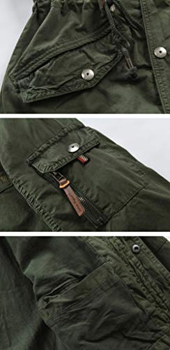 Chouyatou Men'S Spring Military Full-Zip Removable Hooded Cotton Mid-Long Parka Jacket Coat thumb #4