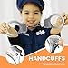 6 PCS Police Pretend Play Toy Set,Police Officer Costumes with Handcuff Sunglass Badge Baton Whistle,for Halloween Kids Role Play Set Cop Detective Accessories Black