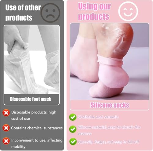Image of UCRAVO Silicon Heel Socks for Cracked Heels (Pack of 1) | Moisturizing Gel Socks with Vitamin E & Natural Oils | Foot Care Spa Socks for Dry Feet, Heel Pain, Callus Repair Softening| Men & Women