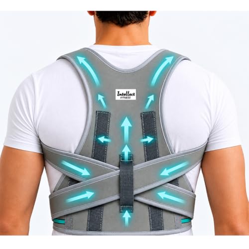 Image of Posture Corrector Belt for Men & Women | Adjustable Back Brace | Upper Back & Shoulder Support | Neoprene Spine Corrector Belt | Relieves Back Pain, Neck Hump & Rounded Shoulders (Grey)