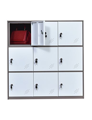 MECOLOR 9 Door Locker School Locker Storage lockers for Employees and Storage lockers for Home(9D-White)