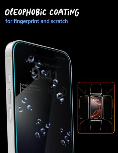 Image of Lensarmor Military Grade Tempered Glass for iPhone 13 /13 Pro /14 /16e (6.1 inch) - Anti-Spy Screen Protector with Accessories Kit, Shatterproof & Scratch Resistant Screen Guard