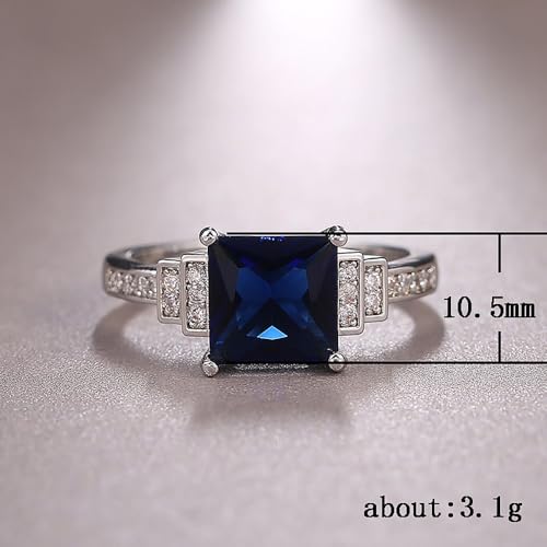 Affordable Wedding Rings for Women Brass Geometric Blue Cubic Zirconia Band Simple Bridal Jewelry2