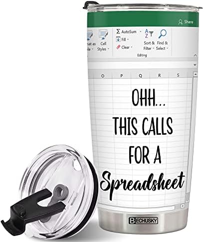 BECHUSKY Accountant Gifts Spreadsheet Tumbler, Accountant Gifts Spreadsheet For Boss Tumbler 20OZ - Gifts Coffee Mug For CPA Nerd Family Men Women Coworker Christmas