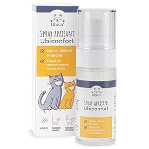 Ubiconfort Anti-Stress-Spray für Katze, beruhigt und entspannt, mit Pheromonen, Enstpannungsspray, Beruhigungsspray, für Haus, Auto, Transport, Reisen, Tierarztbesuch, 60 ml, 400 Sprühstöße