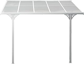 Westmann Alu Terrassenüberdachung Bruce 313 | Pulverbeschichtetes Aluminium | Polycarbonat Doppelstegplatten | Weiß | Wählbare Dachneigung 225-270 cm | UV-Schutz & witterungsbeständig