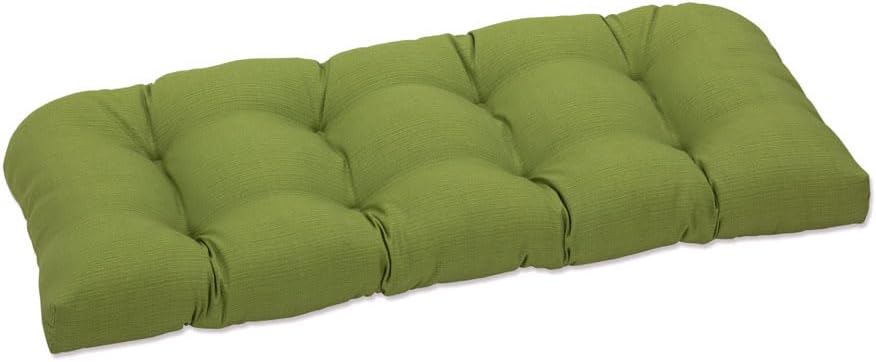 Pillow Perfect Forsyth Solid Indoor/Outdoor Wicker Patio Sofa/Swing Cushion Tufted, Weather and Fade Resistant, 19" x 44", Green