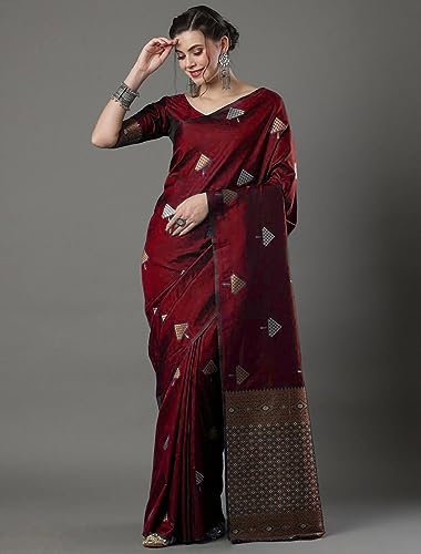 Image of Flosive Women Woven Beautiful Mix Color Kanjivaram Silk Saree With Zari Weaving