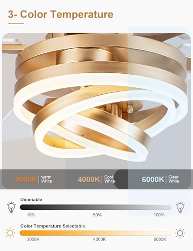 Image of 52 inch White and Gold Modern Chandelier Fandelier Ceiling Fan with Light