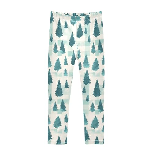 KLL Buffalo Plaid Christmas Trees Girls Athletic Leggings Soft Full Length Sweatpants Running