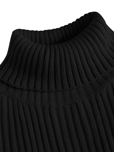 Image of ZAFUL Womens Turtleneck Pullover Sweater Casual Loose Ribbed Knit Long Sleeve Chunky Jumper Tops