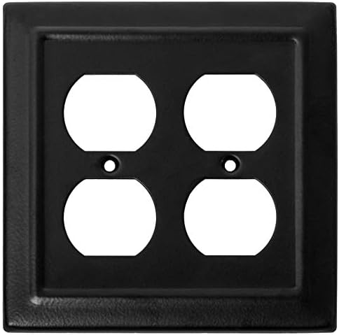 Monarch Abode 19163 Double Switch Architectural Duplex Aluminum Decorative Wall Plate Switch Plate Outlet Cover, 2-Gang, Matte Black