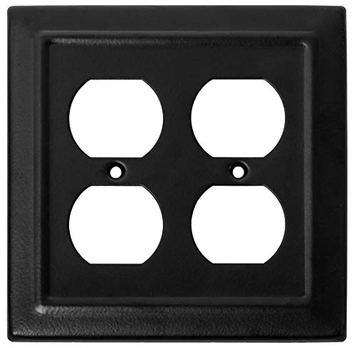 Monarch Abode 19163 Double Switch Architectural Duplex Aluminum Decorative Wall Plate Switch Plate Outlet Cover, 2-Gang, Matte Black #TOP12