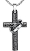 Men's Stainless Steel Lord's Prayer Cross Halo Pendant Necklace, Black Color, 23" Chain, ddp010he