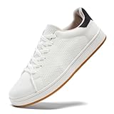 U.Ofeiy Men's Knit Sneakers - Breathable Flying Knit & Lightweight for Daily Walking with Gum Rubber Sole and Comfort Insole White&Black 12