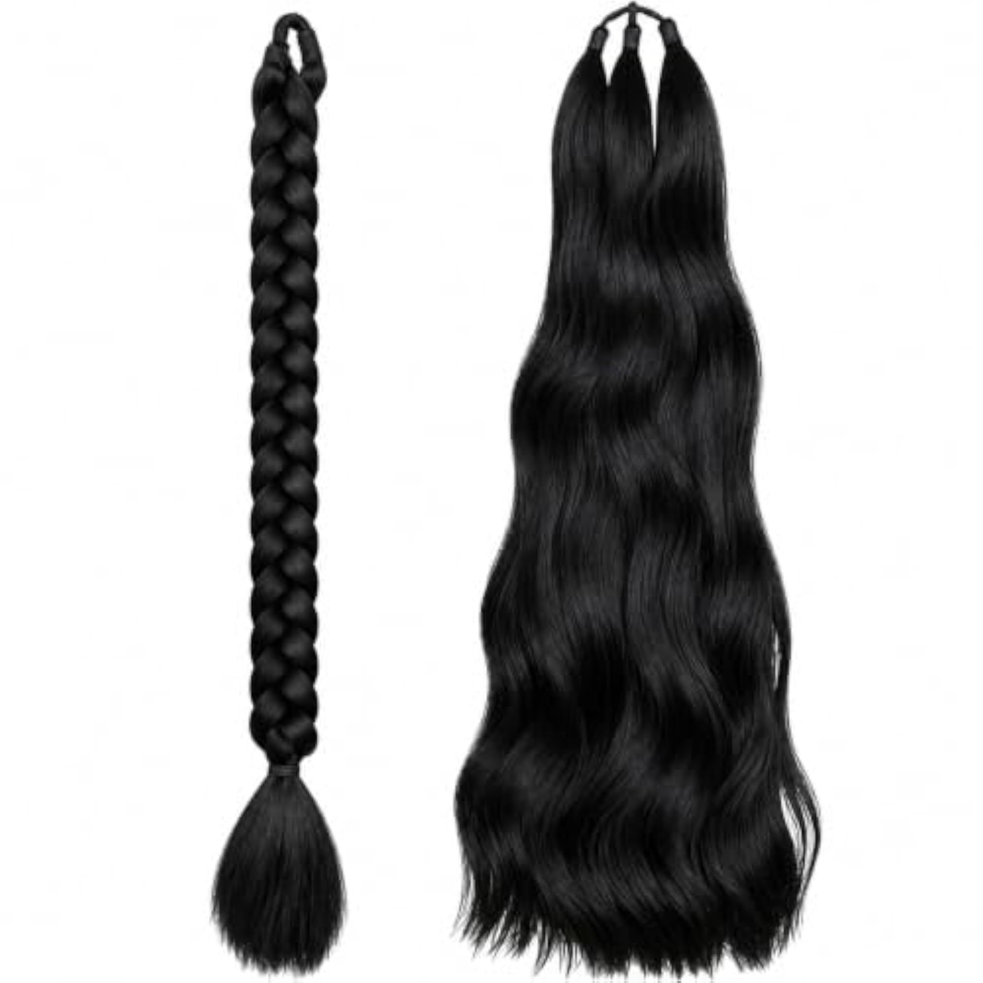 Artificial Long Black Braided Hair Extension for Women