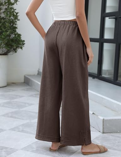 Image of Athlisan Womens Baggy Wide Leg Palazzo Pants Casual Loose Drawstring Elastic Waisted Lounge Trousers with Pockets