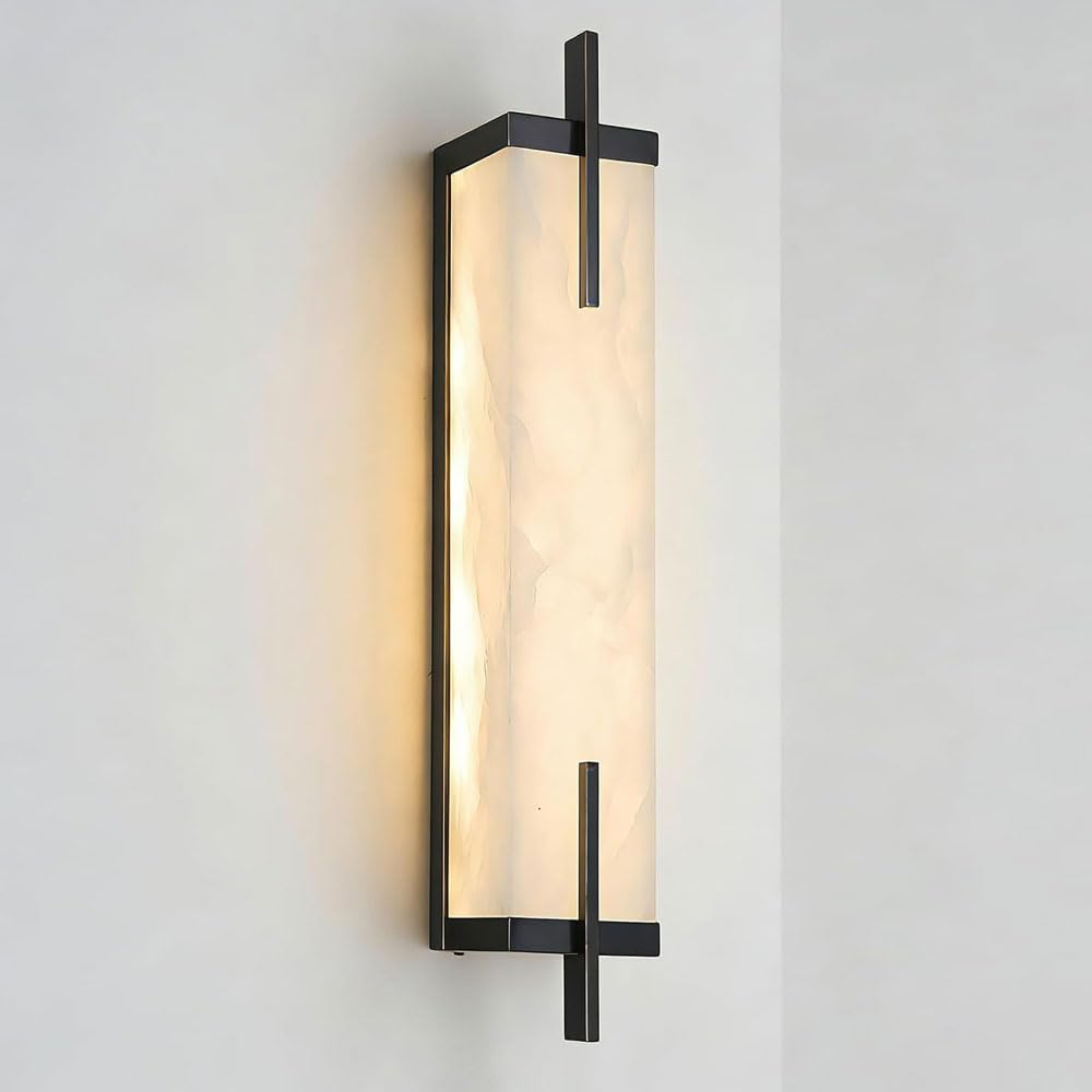 Guoguosm Multicolor Modern Industrial Style 23.6In Wall Lamp, Natural Alabaster Wall Light, Hard Wire Connection Marble Wall Sconce, Bedside Entrance Dining Room Decorative Lighting Fixtures.