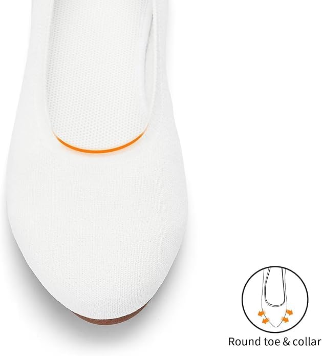Image of Puxowe Women's Ballet Flats Breathable Knit Slip On Comfortable Round Toe Walking Shoes with Arch Support Insole for Work