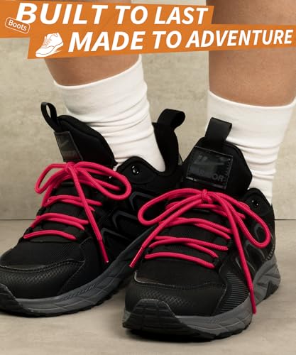 Image of Handshop 2 Pairs Round Boots Shoelaces, Heavy Duty Outdoor Shoe Laces | Replacement Shoestrings for Hiking, Running, Sporting Shoes and Work boots, Sturdy and Robust, 28 Colors, 30-63 inch Length