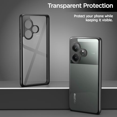 Image of Amazon Basics TPU+PC Back Cover for Realme Gt 6T 5G | Shockproof Sleek Hybrid Armor Bumper Case (Black)