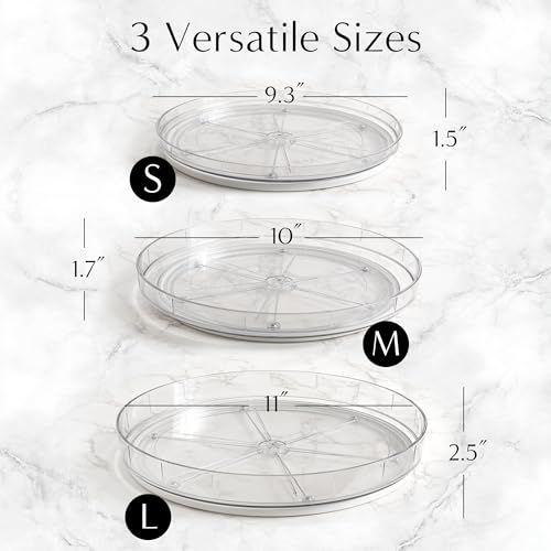 Image of NOSTALGIQ 3-Pack Lazy Susan Organizer | Rotating Pantry Organizers and Storage | Clear Lazy Susan for Table Top, Cabinet Organizer, Perfume Organizer, Spice Rack Organizer (9 inch, 10 inch, 11 inch)