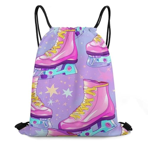 Ice Skating Drawstring Backpack Durable Sport Gym Bags Daypack for Men Women 35 * 42cm