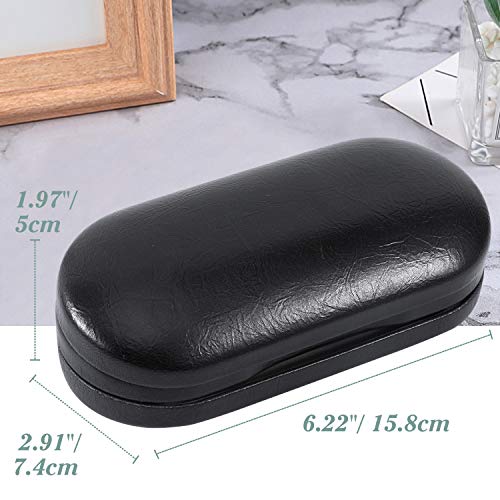 Image of MoKo Double Eyeglass Case, Contact Lens Case with Mirror Tweezers Remover, 2 in 1 Double Sided Portable Contact Lens Box Holder Container Soak Storage Kit Sunglasses Pouch for Men & Women, Black